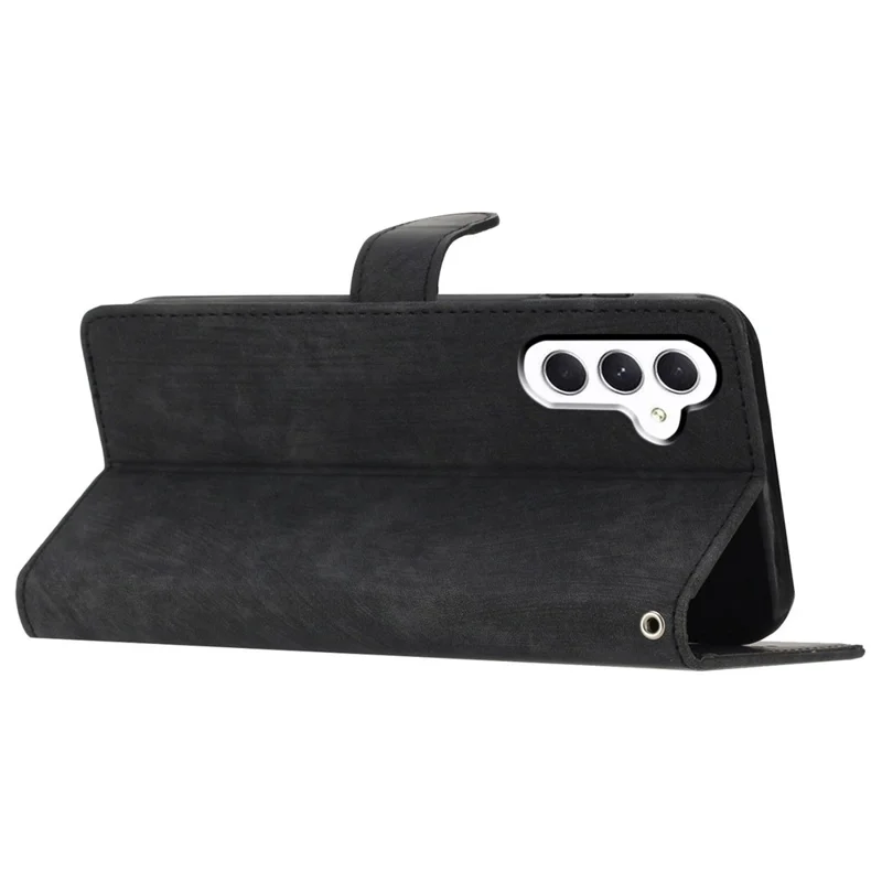 For Samsung Galaxy A34 5G Full Protection Cover Skin-touch Stand Leather Wallet Phone Case - Black