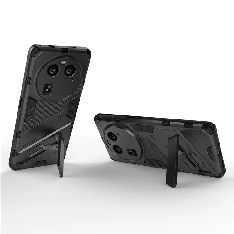 For Oppo Find X6 Pro Anti-drop Kickstand Phone Case TPU+PC Phone Cover - Black