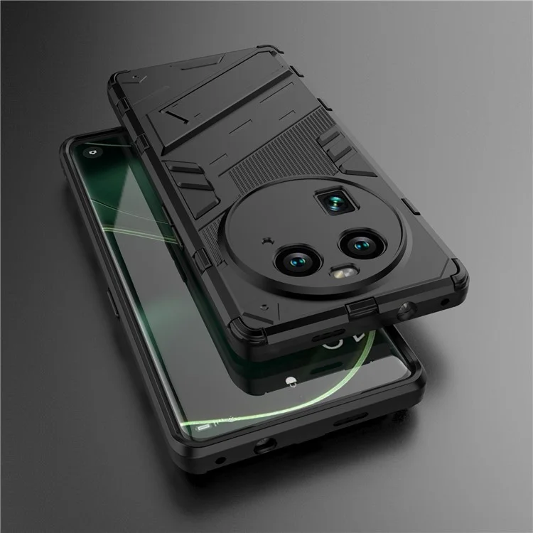 For Oppo Find X6 Pro Anti-drop Kickstand Phone Case TPU+PC Phone Cover - Black