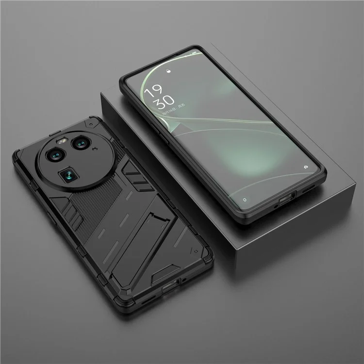 For Oppo Find X6 Pro Anti-drop Kickstand Phone Case TPU+PC Phone Cover - Black