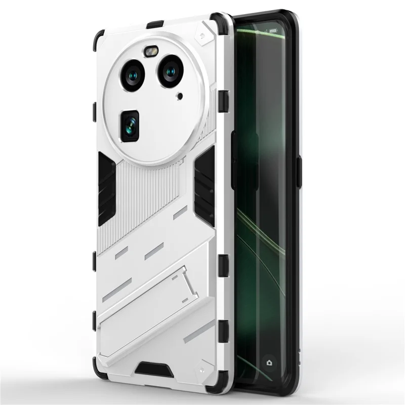 For Oppo Find X6 Pro Anti-drop Kickstand Phone Case TPU+PC Phone Cover - White