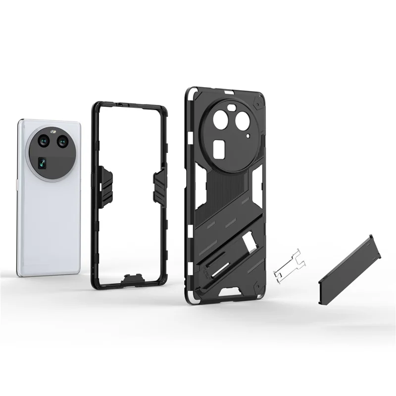 For Oppo Find X6 Pro Anti-drop Kickstand Phone Case TPU+PC Phone Cover - White