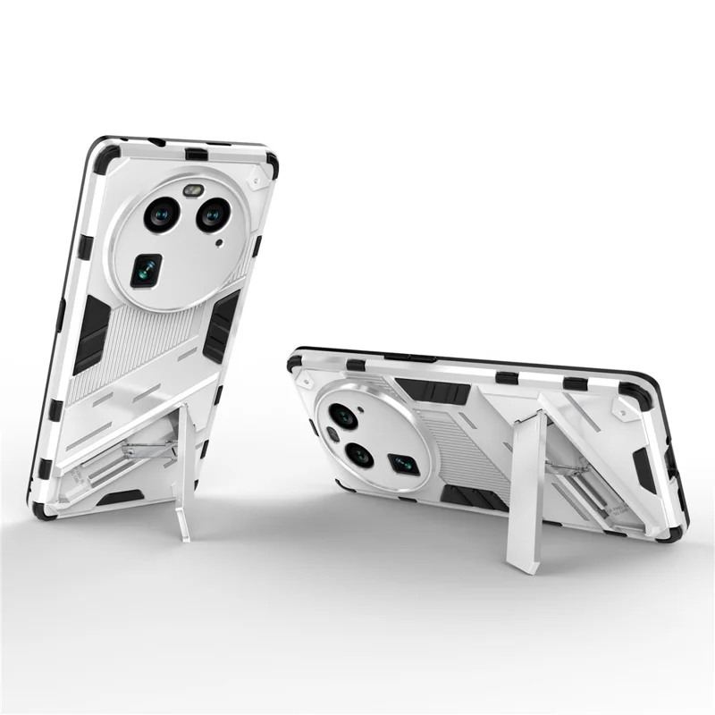 For Oppo Find X6 Pro Anti-drop Kickstand Phone Case TPU+PC Phone Cover - White