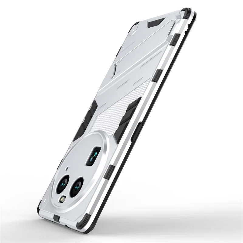 For Oppo Find X6 Pro Anti-drop Kickstand Phone Case TPU+PC Phone Cover - White