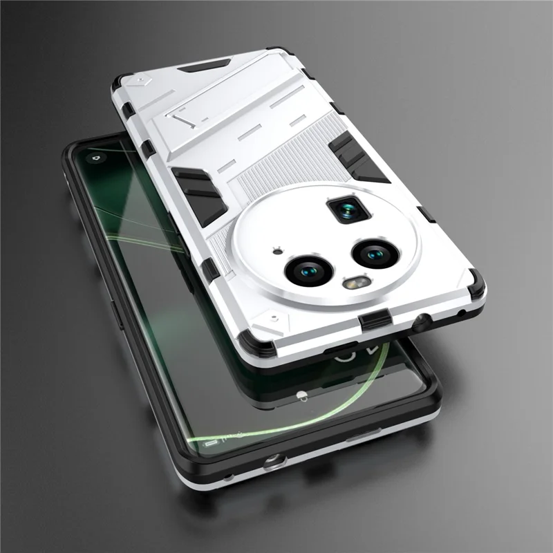 For Oppo Find X6 Pro Anti-drop Kickstand Phone Case TPU+PC Phone Cover - White