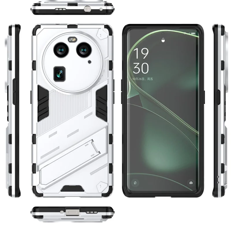 For Oppo Find X6 Pro Anti-drop Kickstand Phone Case TPU+PC Phone Cover - White