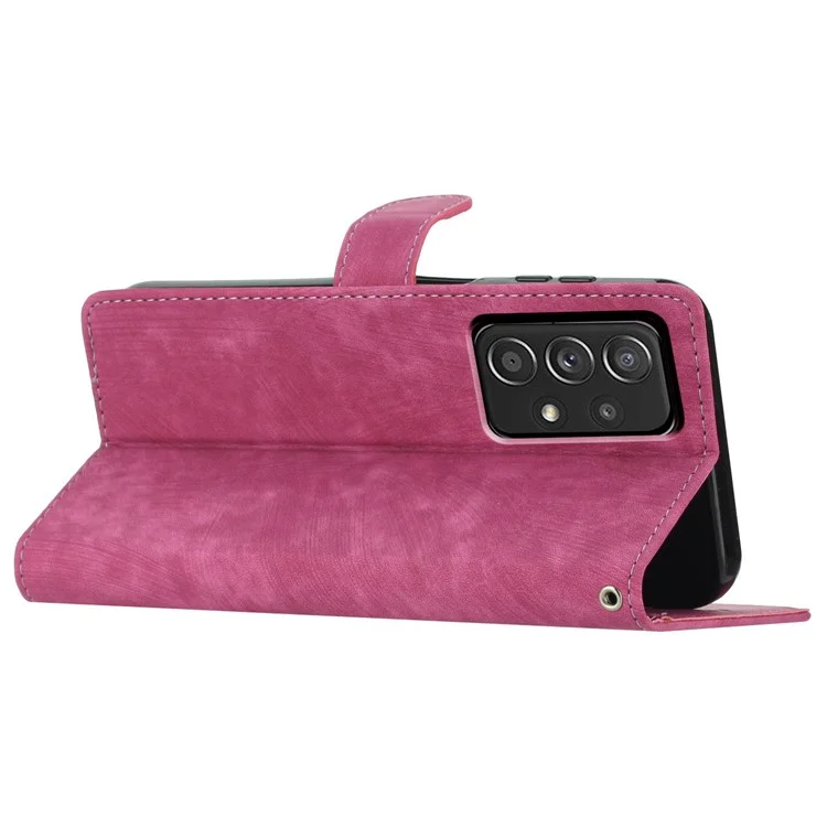 Para Samsung Galaxy A53 5G Skin-touch PU Leather Wallet Stand Phone Case Full Protection Shell - Rose