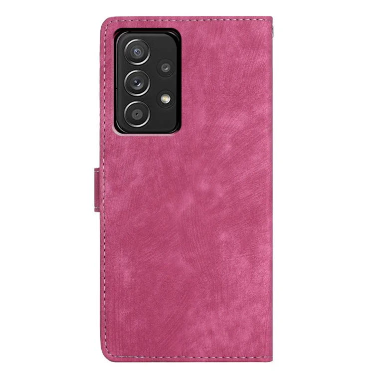 Para Samsung Galaxy A53 5G Skin-touch PU Leather Wallet Stand Phone Case Full Protection Shell - Rose