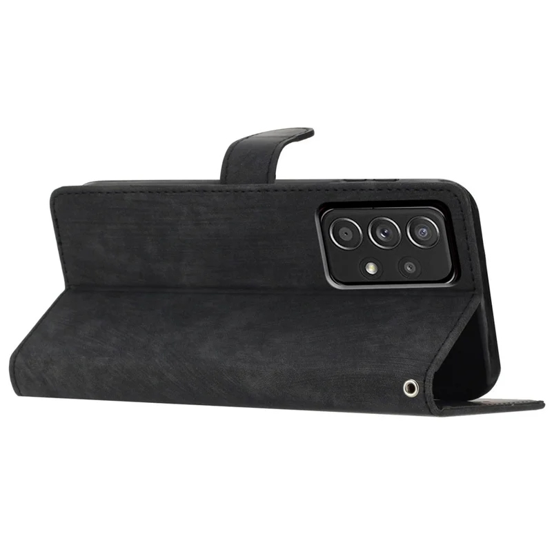 For Samsung Galaxy A33 5G Skin-touch PU Leather Phone Case Flip Stand Wallet Cover - Black