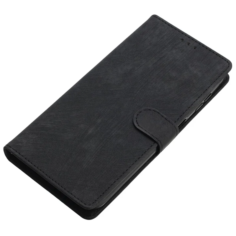For Samsung Galaxy A33 5G Skin-touch PU Leather Phone Case Flip Stand Wallet Cover - Black