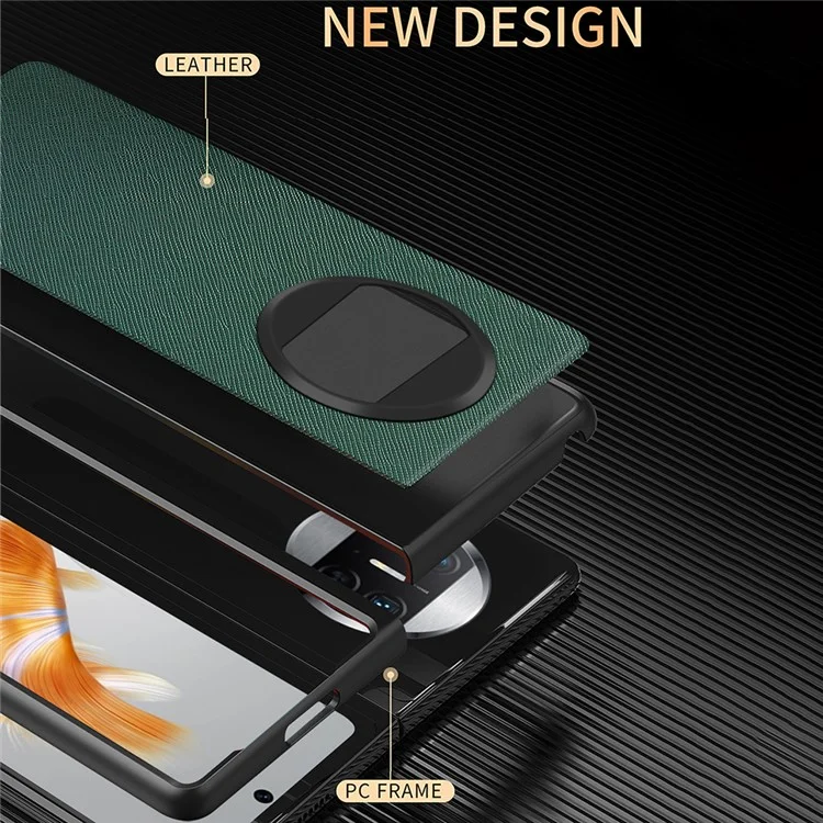 Per Huawei Mate X3 5G Folding Design Cell Phone Case Cross Texture PU Leather+PC Phone Cover - Verde