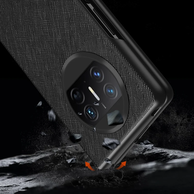 For Huawei Mate X3 5G Folding Design Cell Phone Case Cross Texture PU Leather+PC Phone Cover - Black