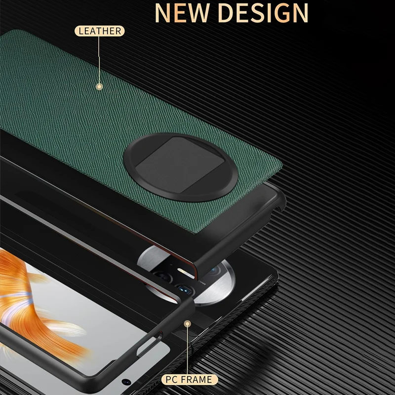 For Huawei Mate X3 5G Folding Design Cell Phone Case Cross Texture PU Leather+PC Phone Cover - Black