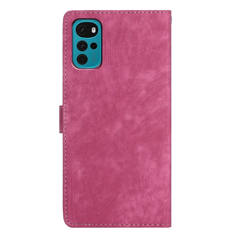 Leder-Wallet-Hülle für Motorola Moto G22, Skin-Touch-Klappständer-Handyhülle - Rose