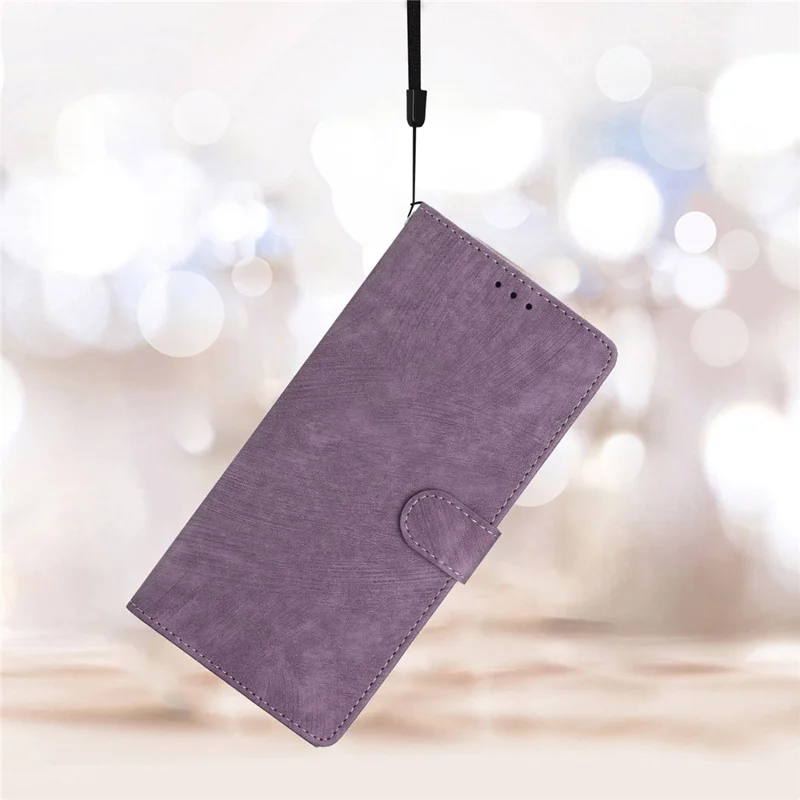 Leather Wallet Shell for Motorola Moto G22 , Skin-touch Folding Stand Phone Case - Purple