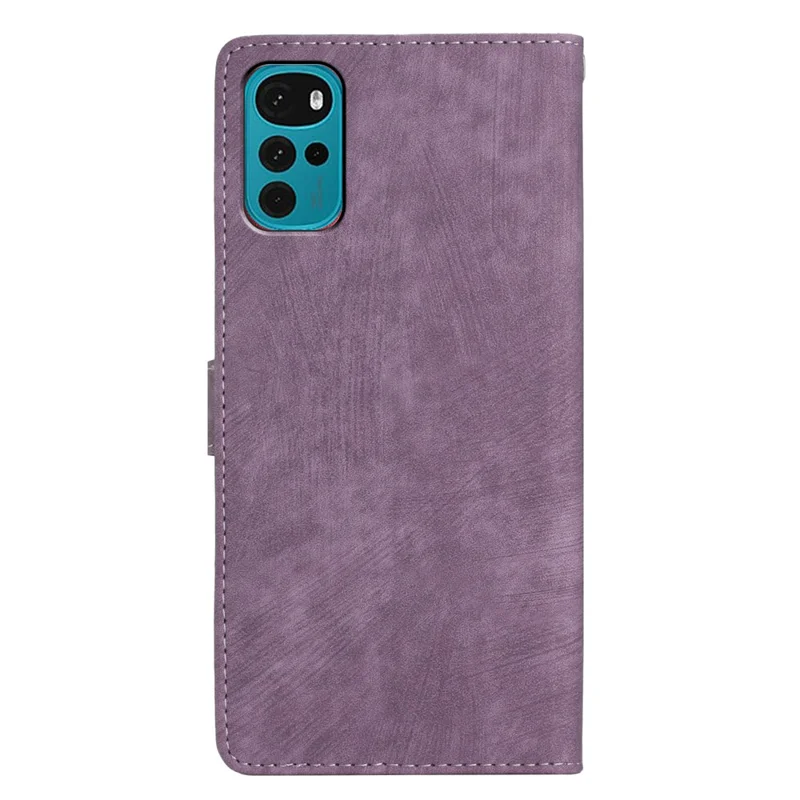 Leather Wallet Shell for Motorola Moto G22 , Skin-touch Folding Stand Phone Case - Purple