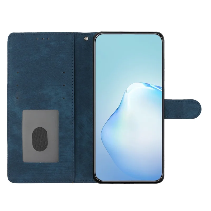 Leather Wallet Shell for Motorola Moto G22 , Skin-touch Folding Stand Phone Case - Blue