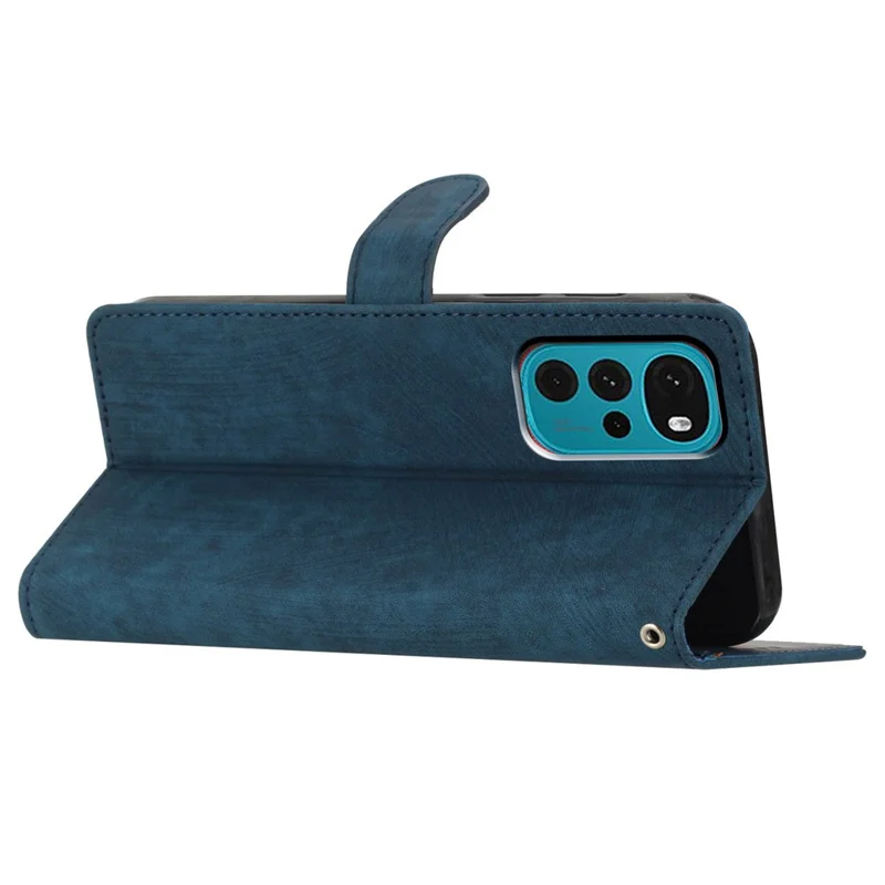 Leather Wallet Shell for Motorola Moto G22 , Skin-touch Folding Stand Phone Case - Blue