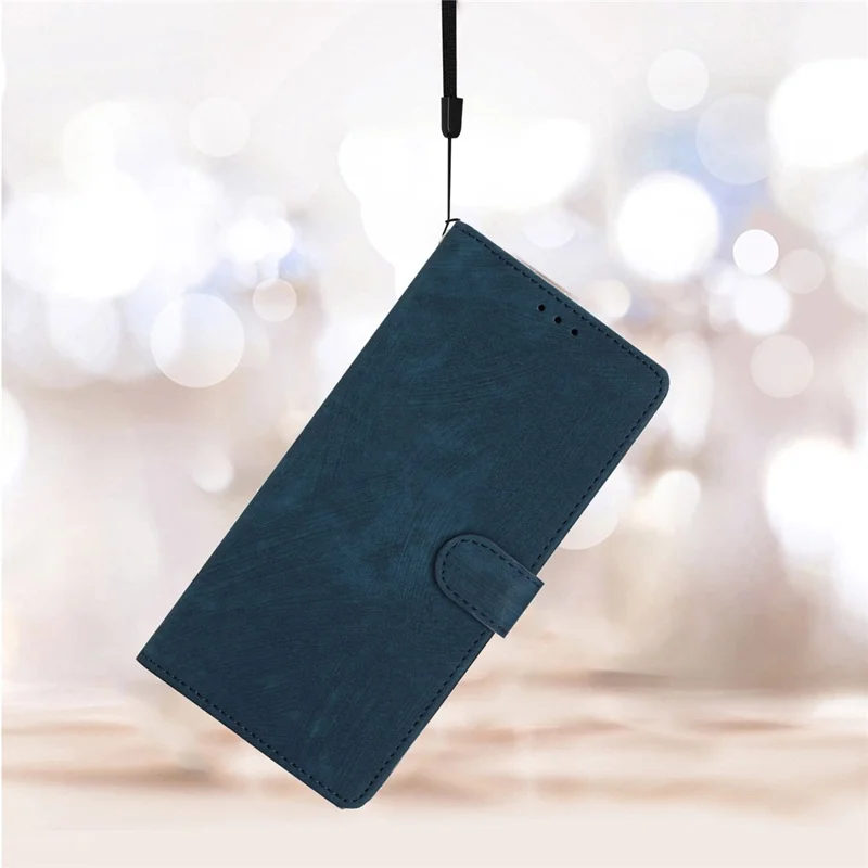Leather Wallet Shell for Motorola Moto G22 , Skin-touch Folding Stand Phone Case - Blue