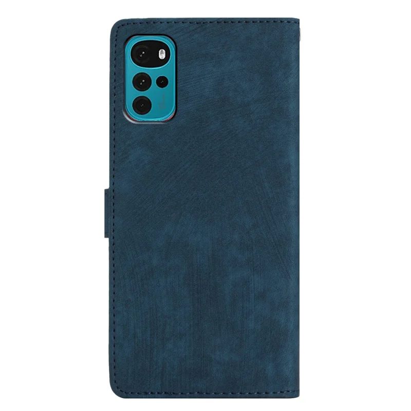 Leather Wallet Shell for Motorola Moto G22 , Skin-touch Folding Stand Phone Case - Blue