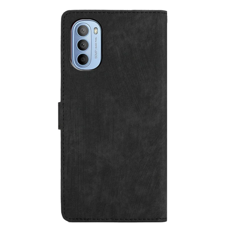 For Motorola Moto G52 4G / G82 5G Skin-touch Leather Wallet Shell Folding Stand Phone Case - Black