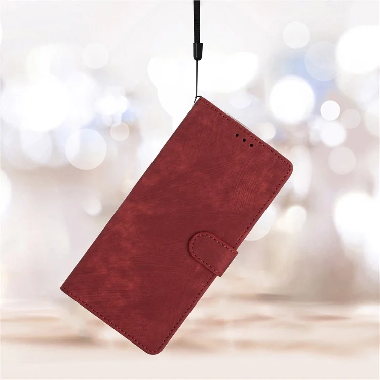 Para Motorola Moto G42 4G Anti-Drop PU Leather Cover Skin-Touch Wallet Phone Case com Suporte - Vermelho