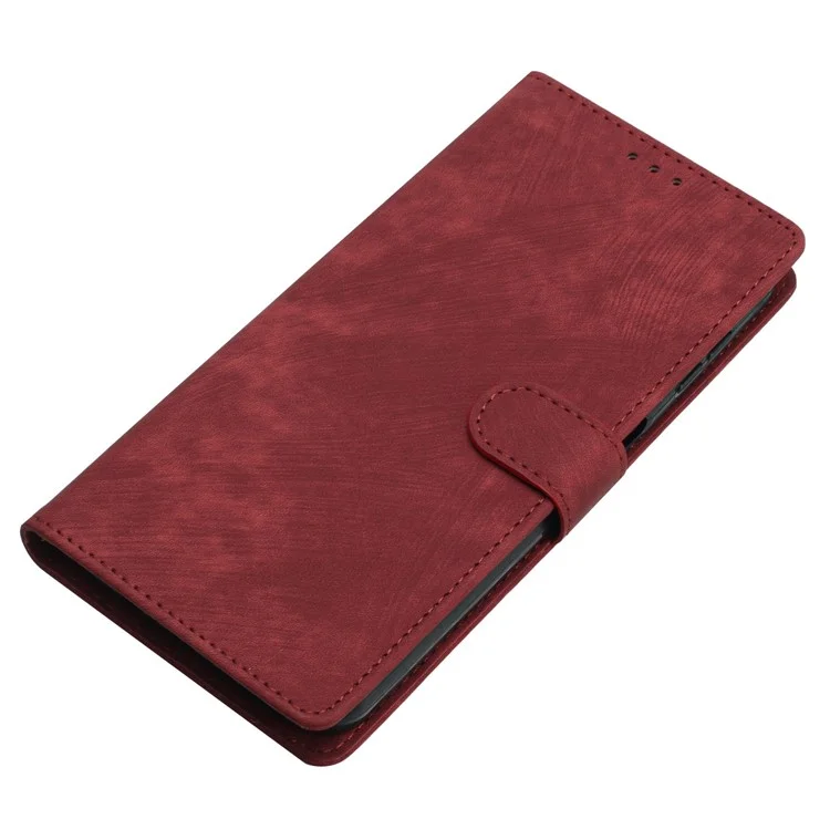 Para Motorola Moto G42 4G Anti-Drop PU Leather Cover Skin-Touch Wallet Phone Case com Suporte - Vermelho