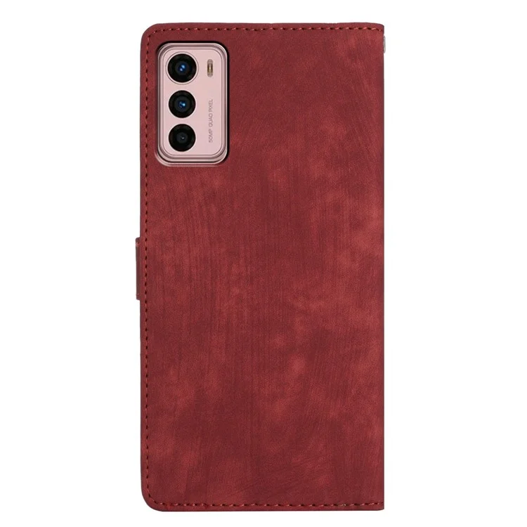 Para Motorola Moto G42 4G Anti-Drop PU Leather Cover Skin-Touch Wallet Phone Case com Suporte - Vermelho