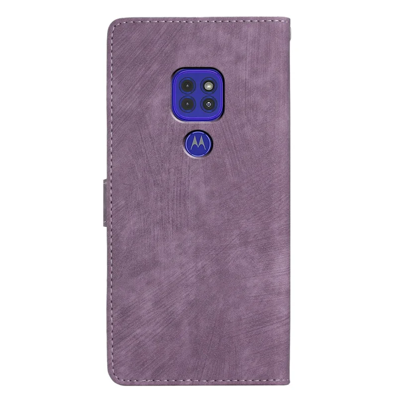 Для Motorola Moto G9 (Индия) / G9 Play / E7 Plus PU кожаный защитный чехол с сенсорным телефоном Wallet Stand Case - Фиолетовый