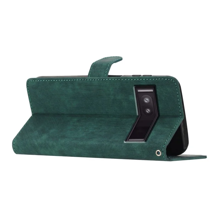 Pour Google Pixel 7a Wallet Phone Case Anti-Scratch PU Leather Cover Skin-Touch Stand Cell Phone Shell - Vert