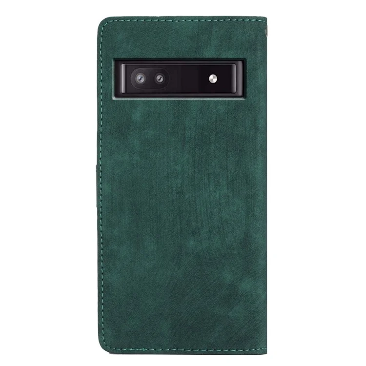 Pour Google Pixel 7a Wallet Phone Case Anti-Scratch PU Leather Cover Skin-Touch Stand Cell Phone Shell - Vert