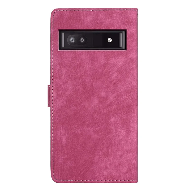 For Google Pixel 7a Wallet Phone Case Anti-Scratch PU Leather Cover Skin-Touch Stand Cell Phone Shell - Rose