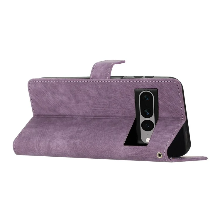 For Google Pixel 7 Pro 5G PU Leather+TPU Wallet Cover Skin-touch Stand Magnetic Phone Case - Purple