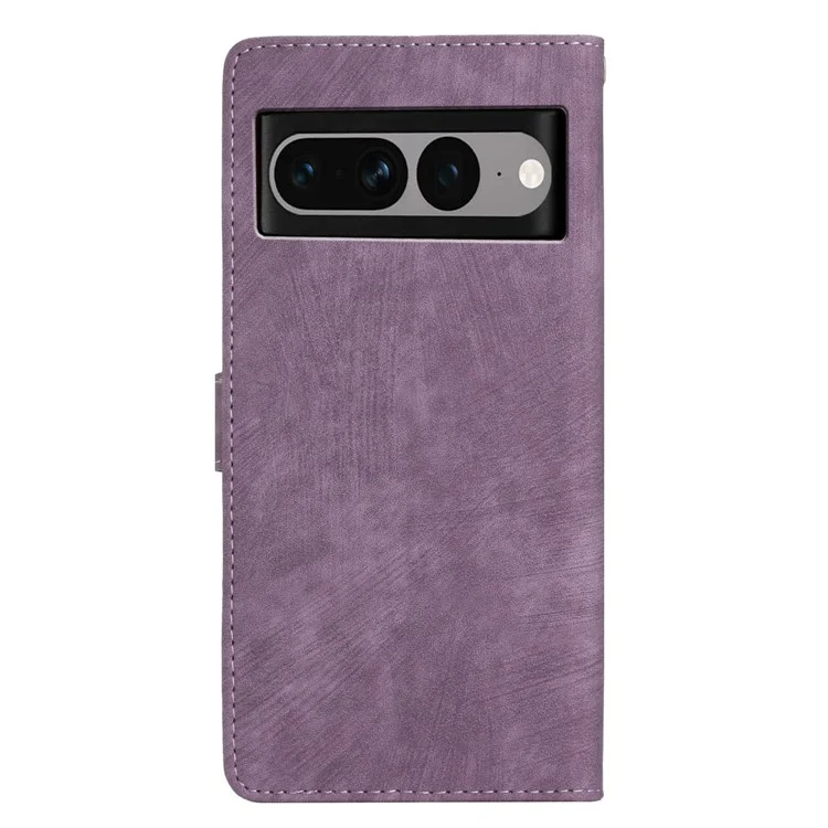 For Google Pixel 7 Pro 5G PU Leather+TPU Wallet Cover Skin-touch Stand Magnetic Phone Case - Purple