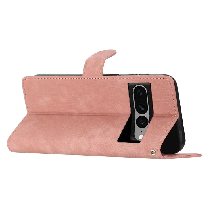 For Google Pixel 7 Pro 5G PU Leather+TPU Wallet Cover Skin-touch Stand Magnetic Phone Case - Rose Gold