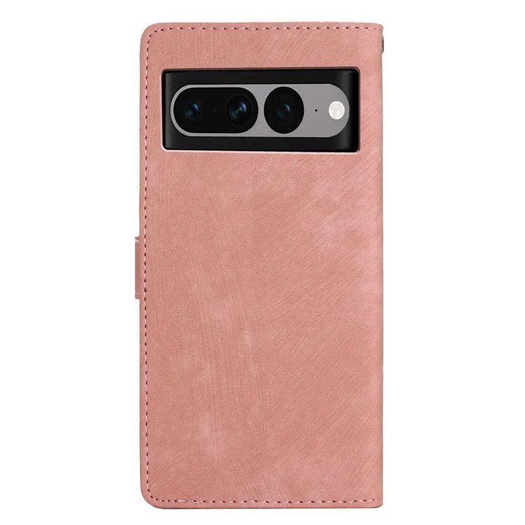 For Google Pixel 7 Pro 5G PU Leather+TPU Wallet Cover Skin-touch Stand Magnetic Phone Case - Rose Gold