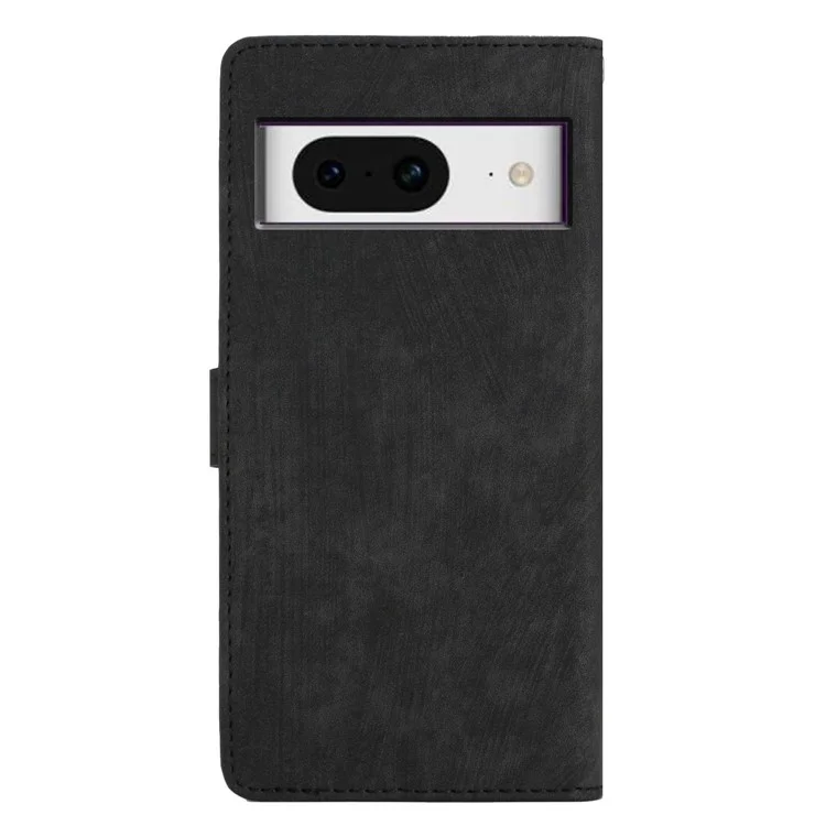 Для Google Pixel 8 Solid Color Skin-touch Stand Leather Wallet Cover Cell Phone Case - Black