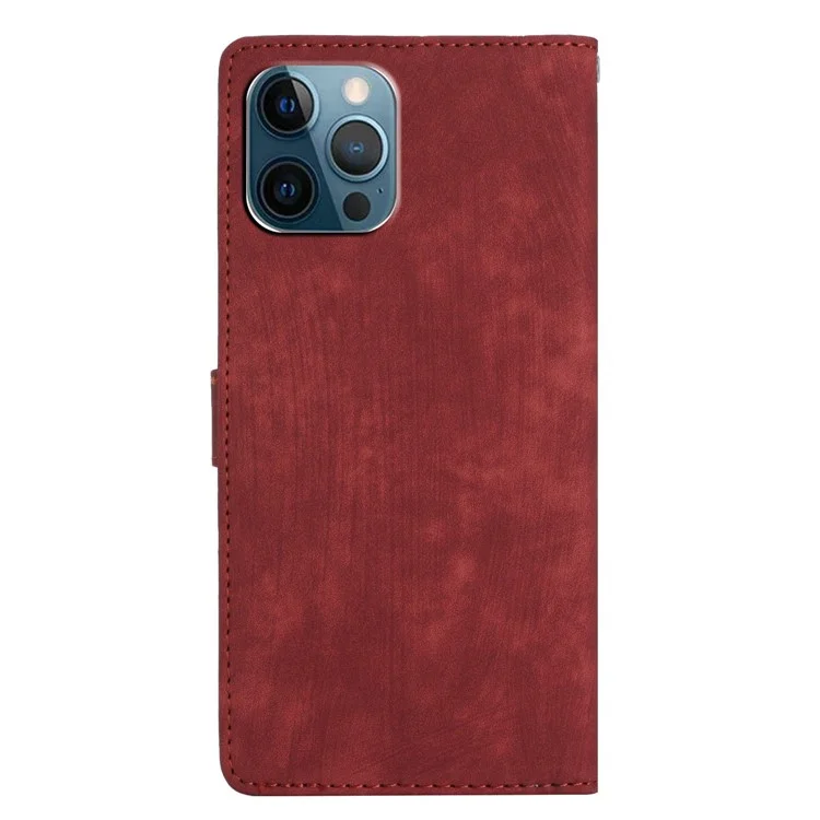 Para iPhone 14 Pro Funda de piel de color sólido con tacto suave Funda de billetera antidesmoronamie nto con soporte - Rojo