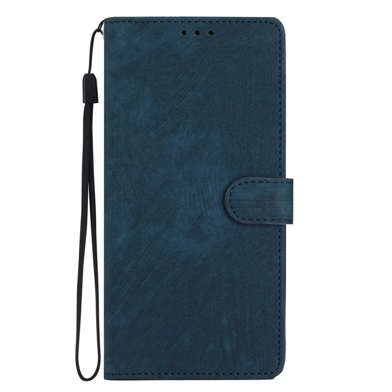 Wallet Shell for iPhone 14 Pro Max Solid Color Skin-touch PU Leather Anti-drop Stand Phone Case - Blue