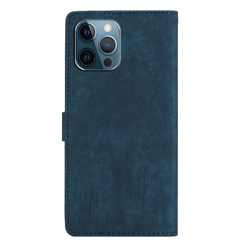 Wallet Shell for iPhone 14 Pro Max Solid Color Skin-touch PU Leather Anti-drop Stand Phone Case - Blue