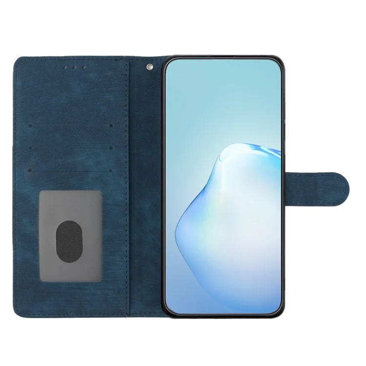 Einfarbige Schale für iPhone 13 Pro Max 6.7 Zoll Skin-touch PU-Leder-Ständer-Wallet-Handyhülle - Blau