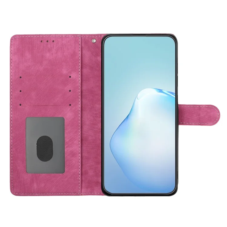 Per iPhone 14 Plus PU Leather Wallet Fully Wrapped Cover Skin-touch Stand Phone Case - Rose