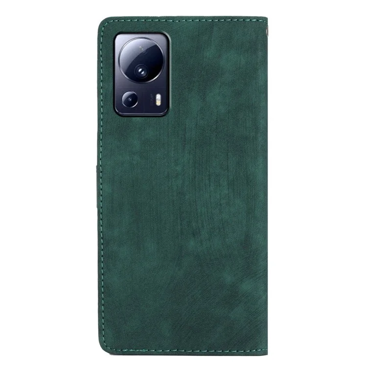 For Xiaomi 13 Lite / Civi 2 5G Solid Color Leather Wallet Cover Skin-touch Stand Cell Phone Case - Green