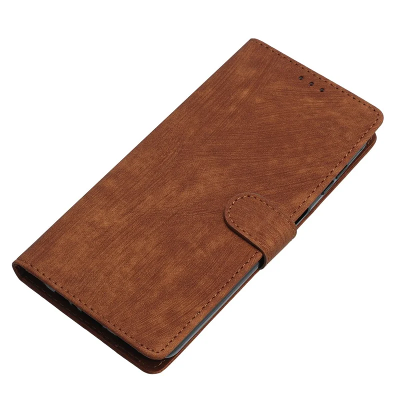 Para Xiaomi 13 5G Solid Color Folio Flip PU Leather Wallet Cover Skin-touch Stand Phone Case - Marrón