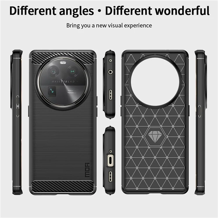 MOFI JK TPU Series-1 для Oppo Find X6 Гибкий TPU Тонкий Fit Чехол для Телефона Углеродное Волокно Заглушенная Текстура Крышка - Черный