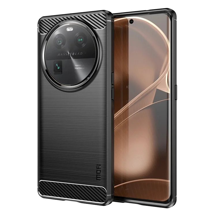MOFI JK TPU Series-1 для Oppo Find X6 Гибкий TPU Тонкий Fit Чехол для Телефона Углеродное Волокно Заглушенная Текстура Крышка - Черный