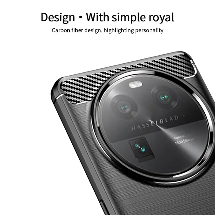 MOFI JK TPU Series-1 для Oppo Find X6 Гибкий TPU Тонкий Fit Чехол для Телефона Углеродное Волокно Заглушенная Текстура Крышка - Черный