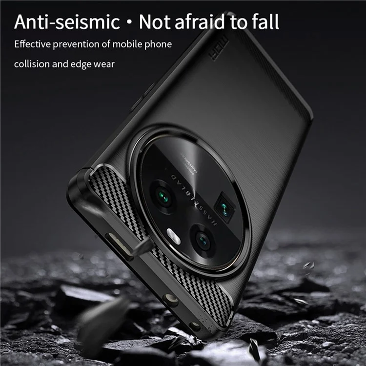 MOFI JK TPU Series-1 для Oppo Find X6 Гибкий TPU Тонкий Fit Чехол для Телефона Углеродное Волокно Заглушенная Текстура Крышка - Черный