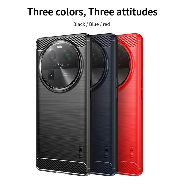 MOFI JK TPU Series-1 для Oppo Find X6 Гибкий TPU Тонкий Fit Чехол для Телефона Углеродное Волокно Заглушенная Текстура Крышка - Черный