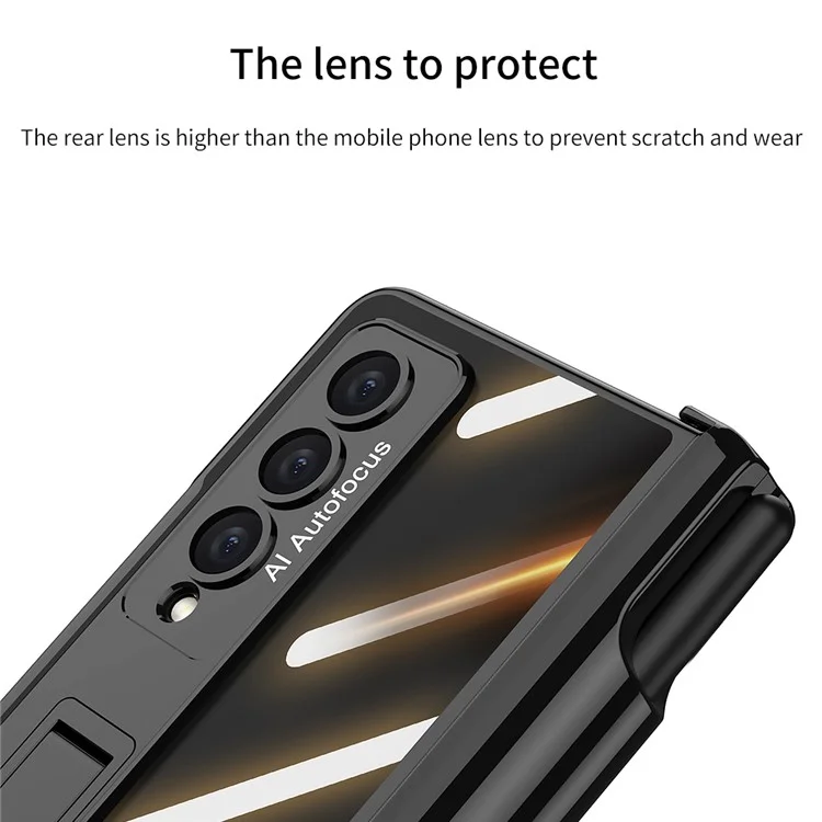 GKK Anti-Spy Slim Case for Samsung Galaxy Z Fold4 5G Hard PC Kickstand Phone Case with Front Screen Protector - Black